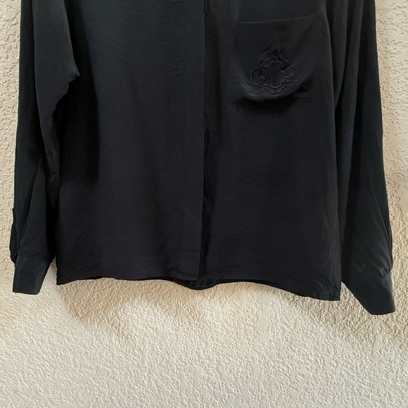 Christian Dior Top Blouse Black Chemise Sleepwear Casual Vintage Classic 12 - Picture 5 of 10